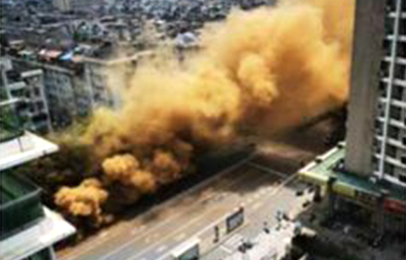 杭州建國北路地面塌陷大量黃煙之有氣體檢漏儀防患于未然！【超鉅微檢】